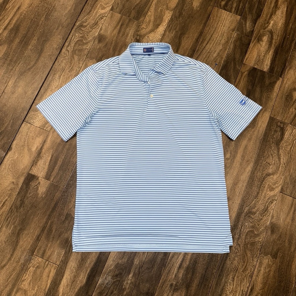 Stitch Golf Men's Club Stripe Blue Polo Size M/L  95%‎ Polyester 5% Spandex
